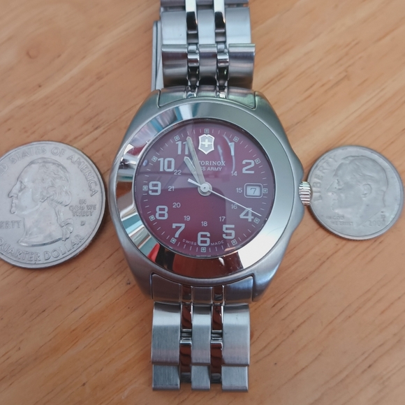 Victorinox Swiss Army Red and Silver Watch Three-hand Movement, Date - Picture 3 of 12